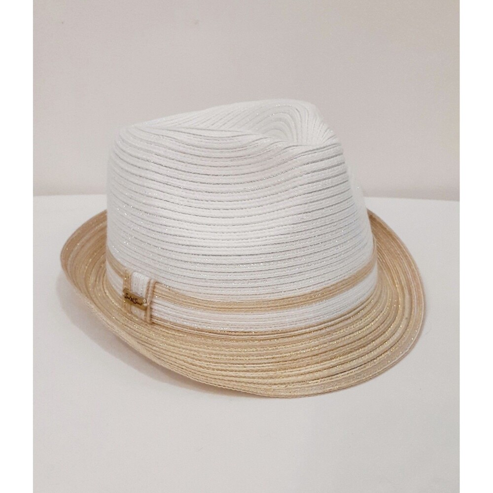 Sun N Sand Headwear Women's Fedora Hat White with Gold Summer Beach One Size - Picture 9 of 9